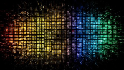 Vibrant grid pattern with rainbow colors