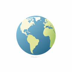 Fototapeta premium Modern vector illustration of a minimalist Earth globe, showcasing American continents with a smooth gradient and flat design, symbolizing global connectivity, geography, and our planet