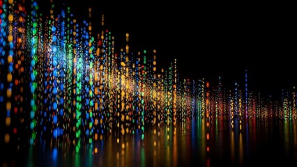 Vibrant lights reflection on dark surface