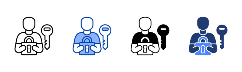 Authentication icon set multiple style collection