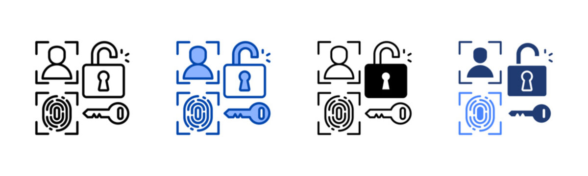 Biometrics icon set multiple style collection