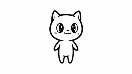 Obraz premium Simple Cartoon Cat Character Illustration.