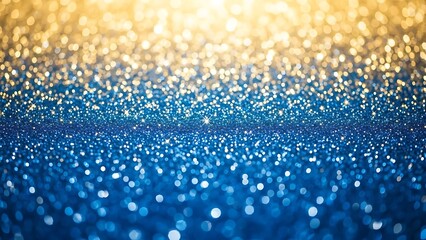 Beautiful blue and gold glitter background with sparkling lights