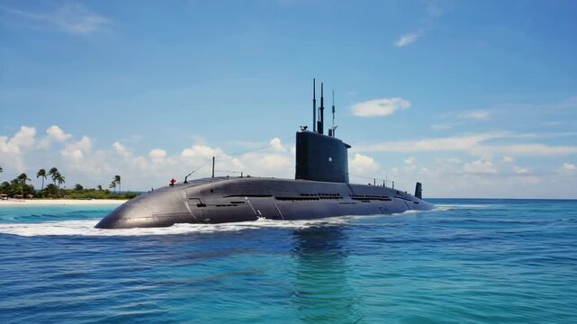 A military submarine during an operation.