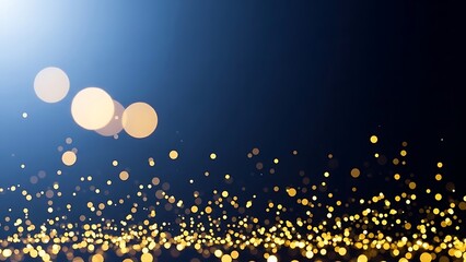 Golden sparkling lights against dark blue background