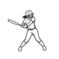 🥎 Female Softball Player Batting Motion Illustration