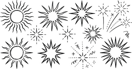 Obraz premium Black starburst and sunburst graphics for designs