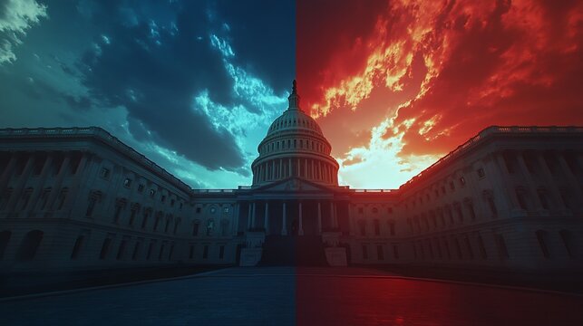 Capitol Building, Divided Sky, Political Conflict, News