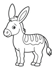 Obraz premium Cute cartoon donkey illustration for children's coloring pages