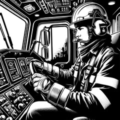 Heavy Machinery Operator with Helmet