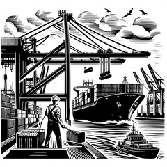 Crane Operator Moving Container