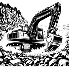 Excavator Operator in Rock Quarry