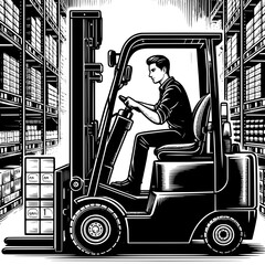 Forklift Operator Stacking Pallets