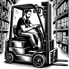 Forklift Operator Stacking Pallets