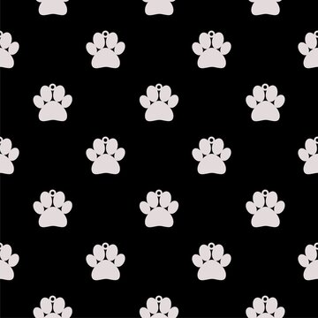 Dog collar with name tag seamless pattern isolated on black background