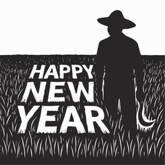 Happy New Year written on the farmland