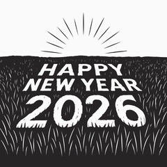 Happy New Year written on the farmland