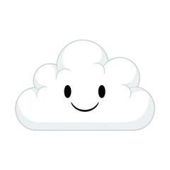 A smiling, cartoonish cloud with simple black eyes and a curved mouth