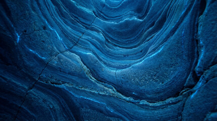 Natural Swirling Rock Formations in Blue Cave, Abstract Geological Texture of Sedimentary Stone with Fluid Wave Patterns