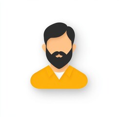 Bearded Man Avatar Flat Cartoon Male Profile Icon Illustration