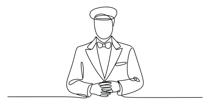 One line drawing of a chauffeur or doorman in uniform