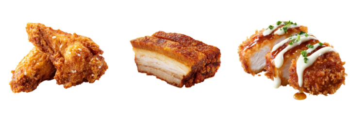 Crispy chicken wings event transparent background delicious food photography high contrast