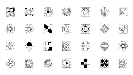Collection of Geometric Abstract Vector Shapes and Symbols for Design Projects