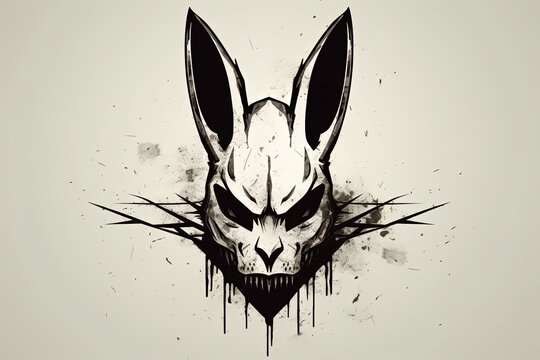 Simple evil rabbit logo design