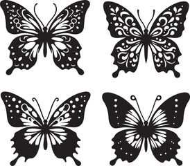 Butterflies Icon Silhouette Vector In White Background
