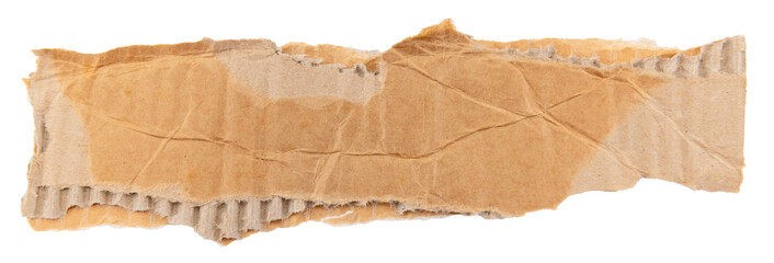 Piece of torn cardboard on a white background. Torn cardboard isolate
