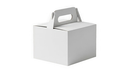 Fototapeta premium White gift box with handle isolated on transparent background