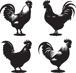 Hen Icon Silhouette Vector In White Background 
