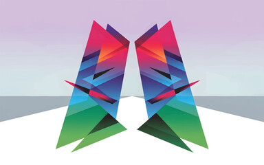Abstract geometric shapes with gradient colors and sharp edges
