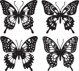 Butterflies Icon Silhouette Vector In White Background