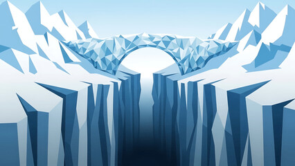 A majestic ice bridge arching over a deep frozen canyon. © Hadi