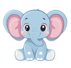 Obraz premium Cute Baby Elephant Cartoon Clipart Smiling Animal Illustration