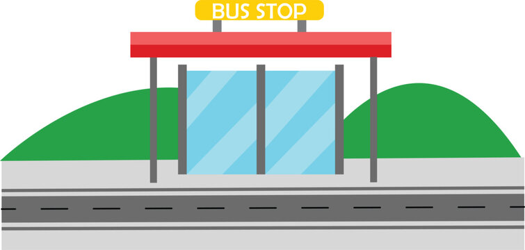 bus stop urban public transport vector colorful.