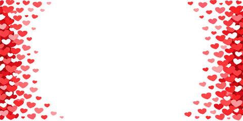 Red and white hearts frame with a romantic floral vector illustration for a Valentine's Day card background or wedding celebration border design