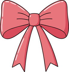 Pink ribbon bow illustration isolated on white background