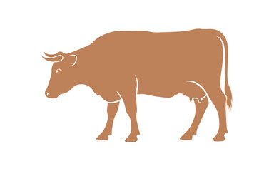Vector illustration of a cow from a farm, set against a white background.

