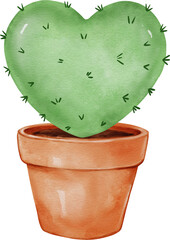 Heart Shaped Cactus in Clay Pot