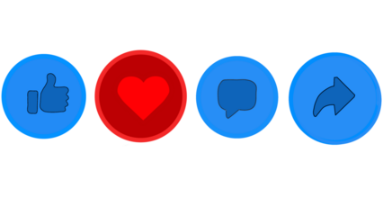 Icon of love, message, like and share illustration