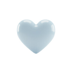 Fototapeta premium A single, perfectly formed, minimalistic pastel blue heart, volumetric and polished, centered on a transparent background with copy space. Concept of pure love and care