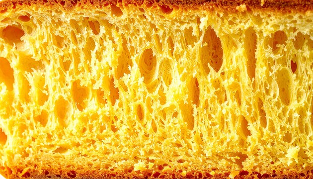 きめ細かな生地がしっとり広がるカステラ表面のやさしいマクロテクスチャ &ndash; Macro Texture of Castella Cake with Fine Uniform Crumb and Moist Sponge