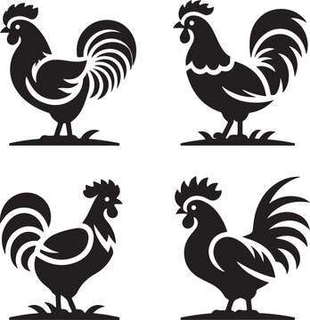 Hen Icon Silhouette Vector In White Background 