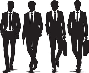 group of men's icon silhouette vector with white background