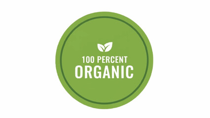 Green Organic Label with Leaf Icon.