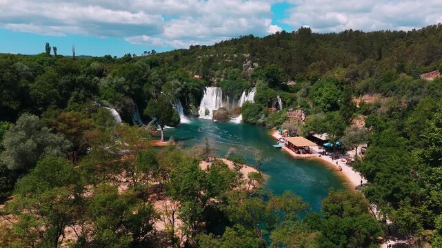 Kravica Waterfall aerial view in Bosnia and Herzegovina