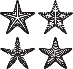 Star fish text icon silhouette vector with white background