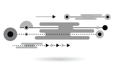 Abstract Graphic Design Figures Hi Tech Idea with Lines and Geometric Monochrome. Graphic design elements and resources vector art